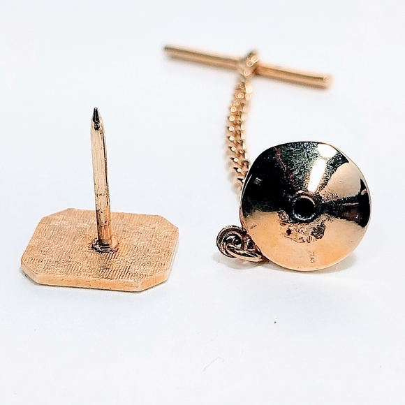 Letter J Initial Tie Lapel Pin & Chain Gold Tone Men's Jewelry #1287 - Picture 9 of 9